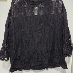 New York & Company Black Lace Blouse